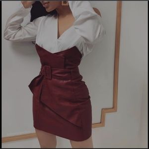 Burgundy Leather Skirt from Donne Par Dieu